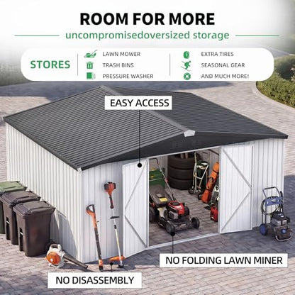 12' x 14' Waterproof Metal Outdoor Storage Shed (WHITE / 12x14)