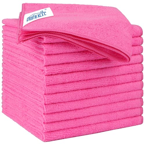 Pink Microfiber Cleaning Cloth 12 Pack (Pink / 12.5 x 12.5 Inch)