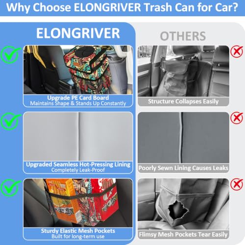 Leak Proof Car Trash Can with Lid Large Red Leaves (Red Leaves / 3 Gallons)