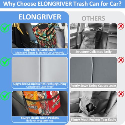 Leak Proof Car Trash Can with Lid Red Leaves (Red Leaves / 2 Gallons)