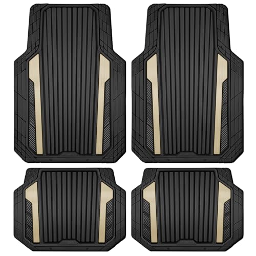 Heavy Duty Rubber Car Mats Metallic (Black and Golden)