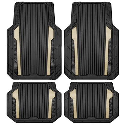Heavy Duty Rubber Car Mats Metallic (Black and Golden)