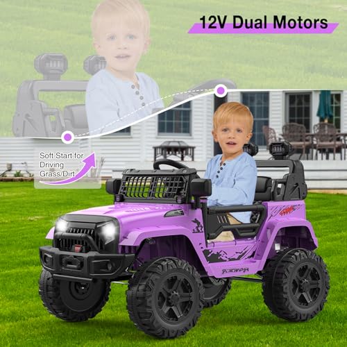 12V Kids Electric Ride On Truck Car w (Purple)