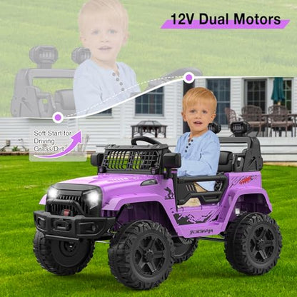 12V Kids Electric Ride On Truck Car w (Purple)