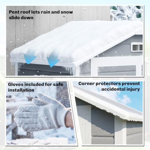6' x 4.5' Outdoor Storage Shed Waterproof Resin with Floor Gray (6' x 4.5')