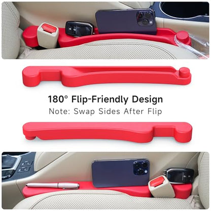 Car Seat Gap Filler Organizer 2Pack Soft Foam 3IN1 Multifunctional (Red / Most Cars – Standard)