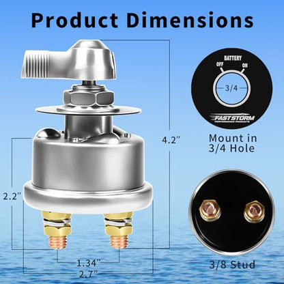 200A High Current Master Battery Disconnect Switch (Battery Disconnect Switch with Mounting Bracket)