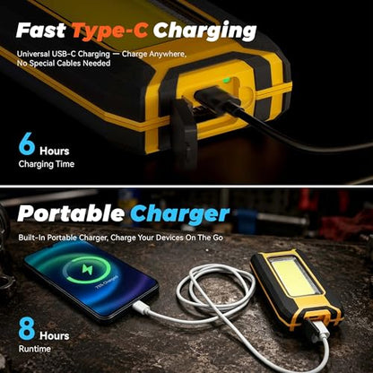 2 Pack LED Rechargeable Magnetic Work Light 1500 Lumens (Portable)