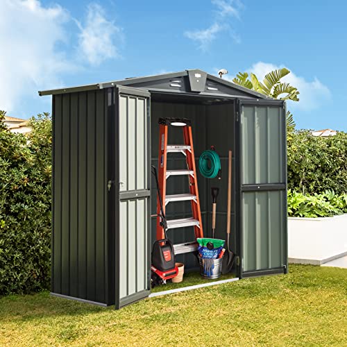 Domi Outdoor Storage Shed 5'x3 (5' x 3' Gable Roof / Dark Gray)