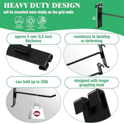 40Pcs 4" 6" 8" 10" Gridwall Display Hooks Assortment Set (4" 6" 8" 10" / Black)