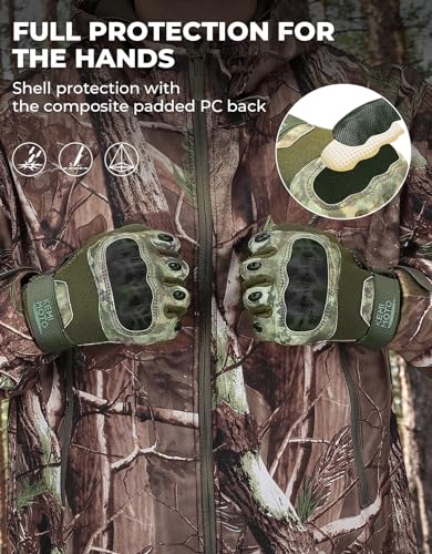 Camo Tactical Gloves for Men (Camouflage, Microfiber Protection / Large)
