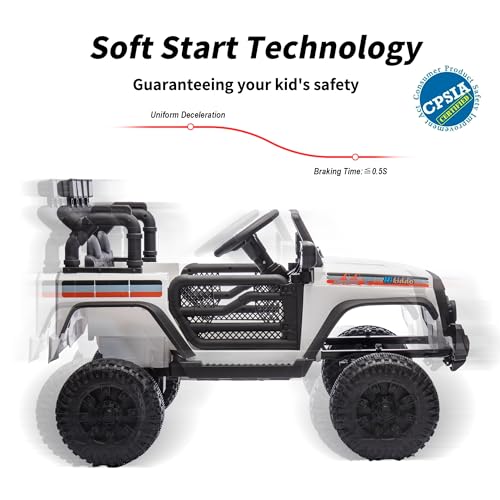 12V Kids Ride on Car Truck (White)