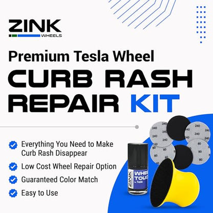 Premium Tesla Wheel Curb Rash Repair Kit for Model S 21 (Tesla Model S / 21" Grey Arachnid)