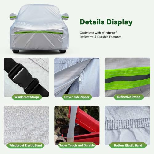 6 Layers Premium MPV Car Cover Waterproof All Weather Weatherproof UV Sun Protection Snow Dust Storm Resistant Outdoor Exterior Custom Form (Silver Car Cover / K16 - MPV -（Fits size 180"-198"）)