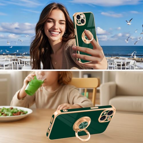 Designed for iPhone 15 Case with Ring Stand Slim Green (Green / 6.1'' iPhone 15)