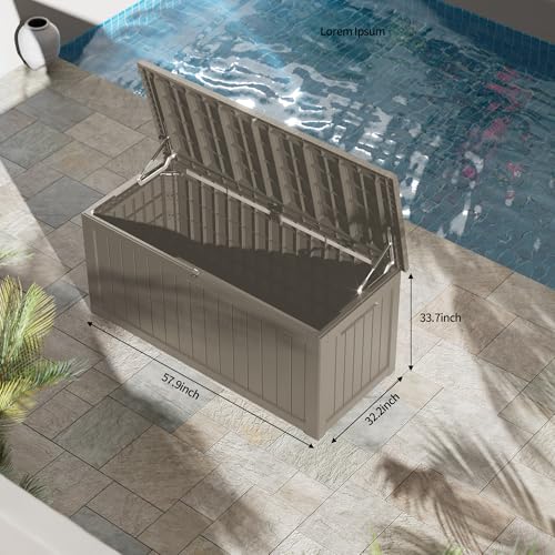 270 Gallon Outdoor Storage Box Patio Deck Box Waterproof (Grey / 270 Gallon)