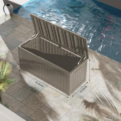 270 Gallon Outdoor Storage Box Patio Deck Box Waterproof (Grey / 270 Gallon)