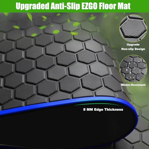 EZGO TXT Golf Cart Full Coverage Floor Liner Mat (Black Blue)