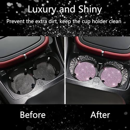 2pcs Bling Car Cup Holder Coaster (Pink / 2pcs)