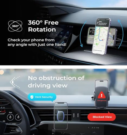 Magnetic Phone Holder for Car Phone Holder with Upgraded Clip (Pink)