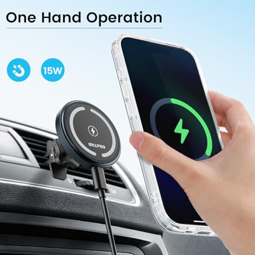 for MagSafe Car Mount Charger iPhone 15W Wireless Car Charger (Dark Gray)