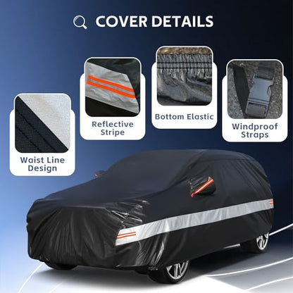 10 Layers SUV Car Cover Custom Fit for Mitsubishi Outlander (Black Gray / Custom Fit for Mitsubishi Outlander)