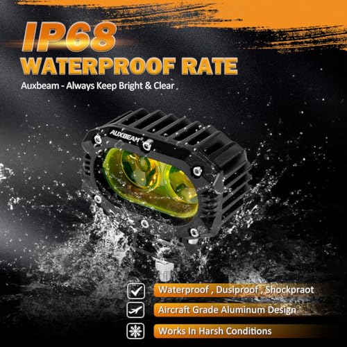 R4 Series 4 Inch LED Amber Pod 60W Driving Flood Beam Square Light (4 Inch Amber Flood Light)