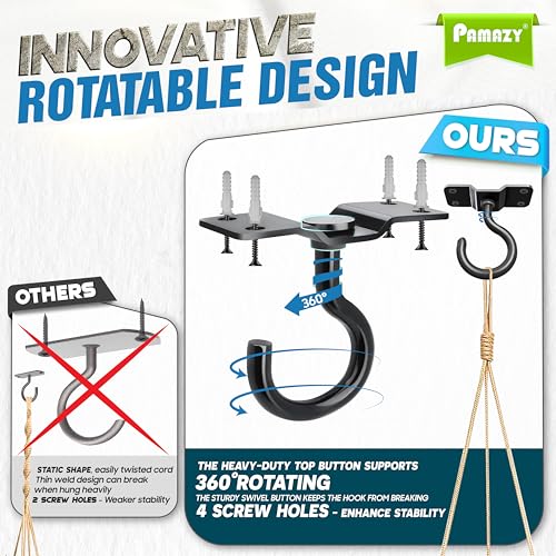 4Pcs 200LB Rotatable Ceiling Hook Wall Mount Metal Hanger for Hanging Plant (4PCS)