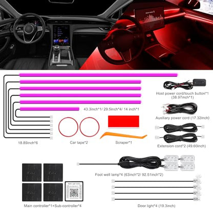 Acrylic Interior Car LED Strip Light with Wireless APP (RGB Color 14 in 1)