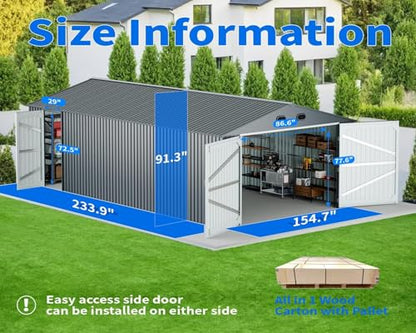 13x20 Outdoor Storage Shed (20x13 FT/Standard / Dark Gray)