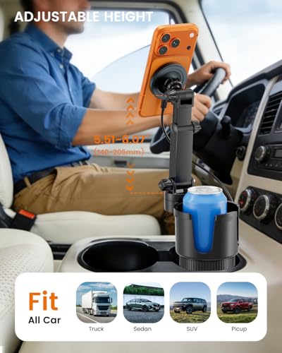 for iPhone 17 Pro Max MagSafe Car Charger Cup Holder Mount (Black Gray)