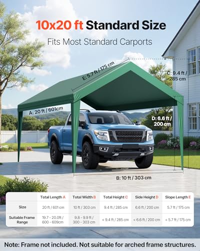 Carport Replacement Canopy (Dark Green / 10x20ft)