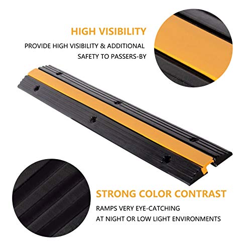 5 Pack Rubber Cable Ramp Hose Cable Protector Ramp 1 Channel 11000Lbs Load Capacity Traffic Speed Bump Wires Power Lines Extension Cord Cover for Indoor Outdoor (11000Lbs-1Channel-5Pack)