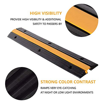 5 Pack Rubber Cable Ramp Hose Cable Protector Ramp 1 Channel 11000Lbs Load Capacity Traffic Speed Bump Wires Power Lines Extension Cord Cover for Indoor Outdoor (11000Lbs-1Channel-5Pack)