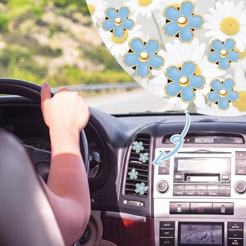 6 Pcs Daisy Vent Clips for Car (Blue / 1 Count (Pack of 6))