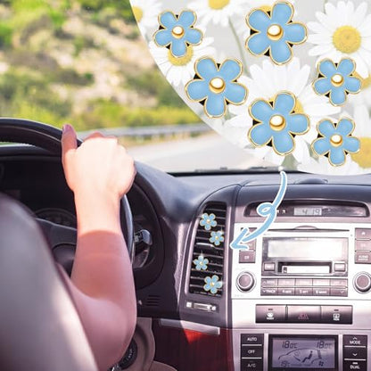 6 Pcs Daisy Vent Clips for Car (Blue / 1 Count (Pack of 6))