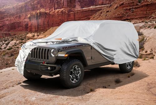 6 Layers Waterproof Car Cover for Jeep Wrangler 4 Dr (LM-Silver / 49. Custom Fit Jeep Wrangler 4 Dr)
