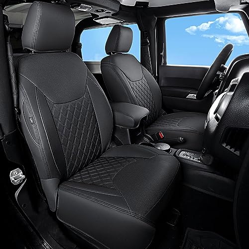 Wrangler JK Seat Covers Custom Fit for Jeep Wrangler (Black / 13-17 JK 2 Door Full Set)
