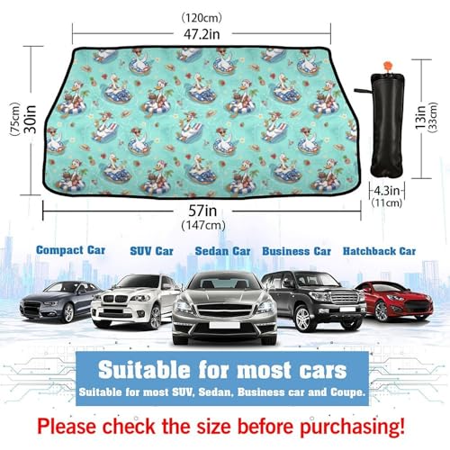 Holiday Duck Car Shade Front Windshield Sun Shade Foldable Car Shade Umbrella Keep Vehicle Cool for Most Vehicles Windshield Umbrella 57" X 30" (One Size / Holiday Duck)
