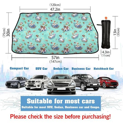 Holiday Duck Car Shade Front Windshield Sun Shade Foldable Car Shade Umbrella Keep Vehicle Cool for Most Vehicles Windshield Umbrella 57" X 30" (One Size / Holiday Duck)