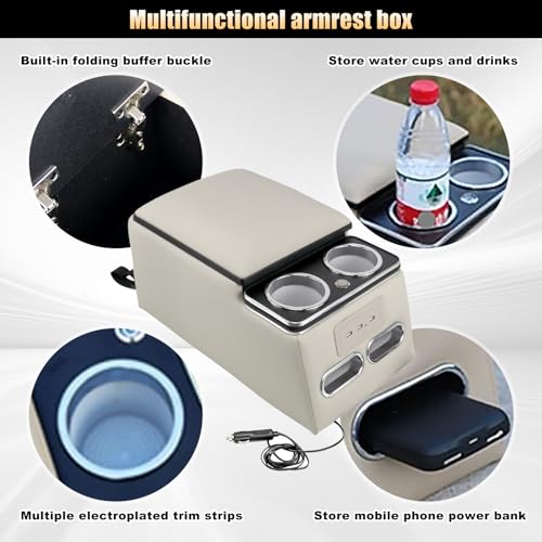 Universal Car Center Console Organizer with Fast Charging (White)