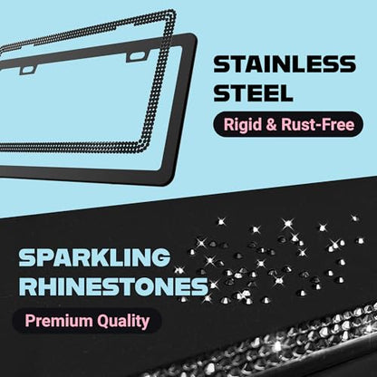 Elegant Black Bling License Plate Frame for Women (Black / 1 Piece)