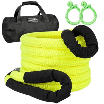 Kinetic Recovery Tow Rope Heavy Duty Offroad Snatch Strap for for Trucks SUV UTV ATV Tractor Car Jeep (1" x 30' / Green)