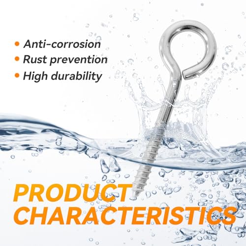 2Pcs 6 Inch Heavy Duty Screw Eyes Hooks (M10-6 Inch)