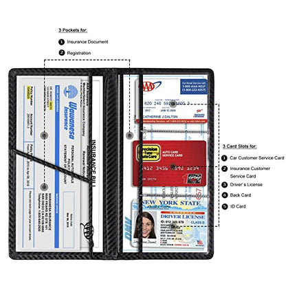 Car Registration & Insurance Card Holder (Carbon Fiber Black)