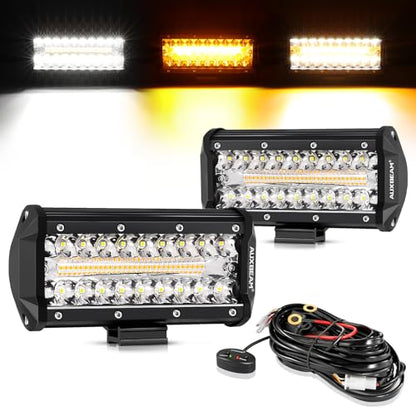 7 Inch LED Light Bar 6 Modes Amber White Series LED Pod Lights (Amber White 7")