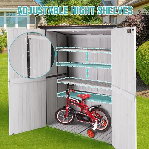 Outdoor Storage Cabinet with Adjustable Shelves (Off White)