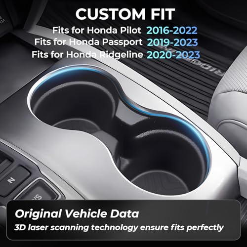 Center Console Cup Holder Inserts for Honda Pilot 2016 (for 16-22 Pilot & 19-23 Passport & 20-23 Ridgeline)