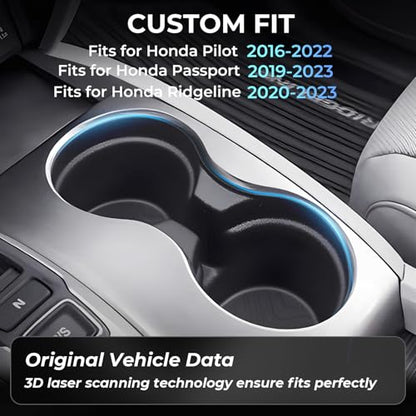 Center Console Cup Holder Inserts for Honda Pilot 2016 (for 16-22 Pilot & 19-23 Passport & 20-23 Ridgeline)