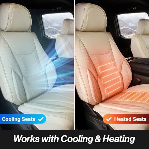 Premium Custom Fit Truck Car Seat Covers Full Set Seat Waterproof (X80 (See Vehicle Size Chart) / Full Set - Beige)